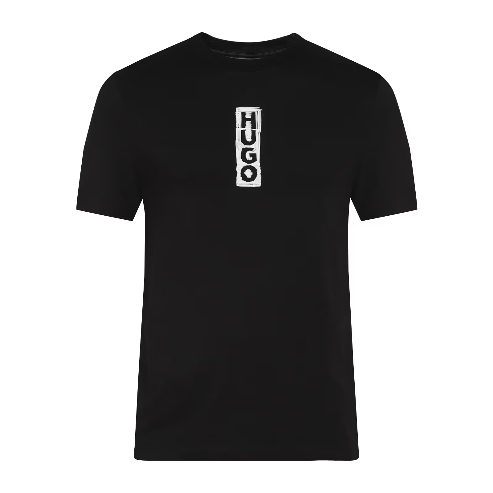 Hugo Men Black Vertical Branding T-shirt