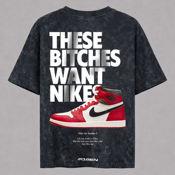 Myugen Nike Bitches Oversized Acid wash T-shirt Black