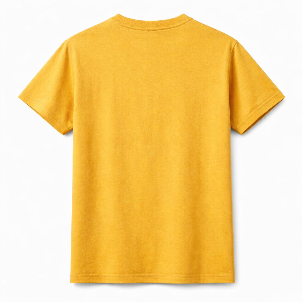 Yellow short-sleeved t-shirt featuring Los Angeles graphic print