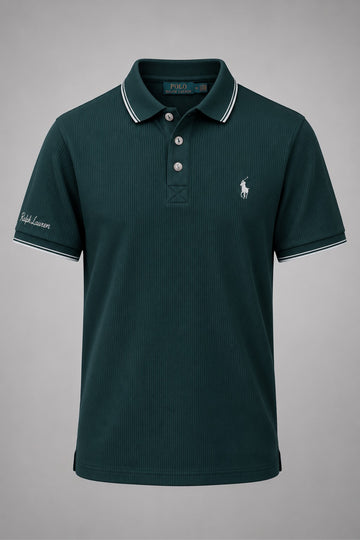 The Matrix Micro-Knit Polo — Forest Green
