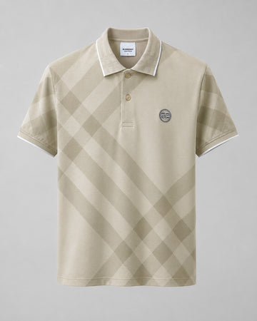 Sovereign Check Polo — Sand / Taupe