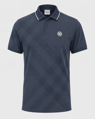 The Cipher Grid Polo — Charcoal / Slate Navy