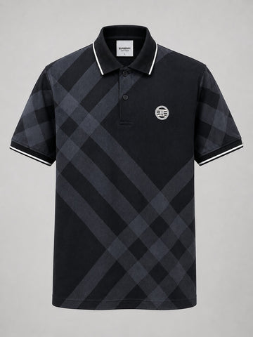 The Shadow Grid Polo — Onyx Black