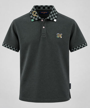 Noir Checkered Crest Regular Polo
