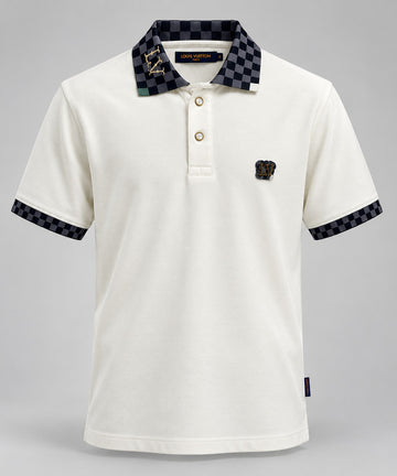 Ivory Checkered Crest Polo