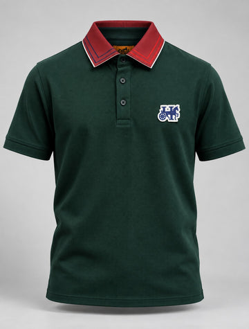 Forest Green Heritage Contrast Collar Polo