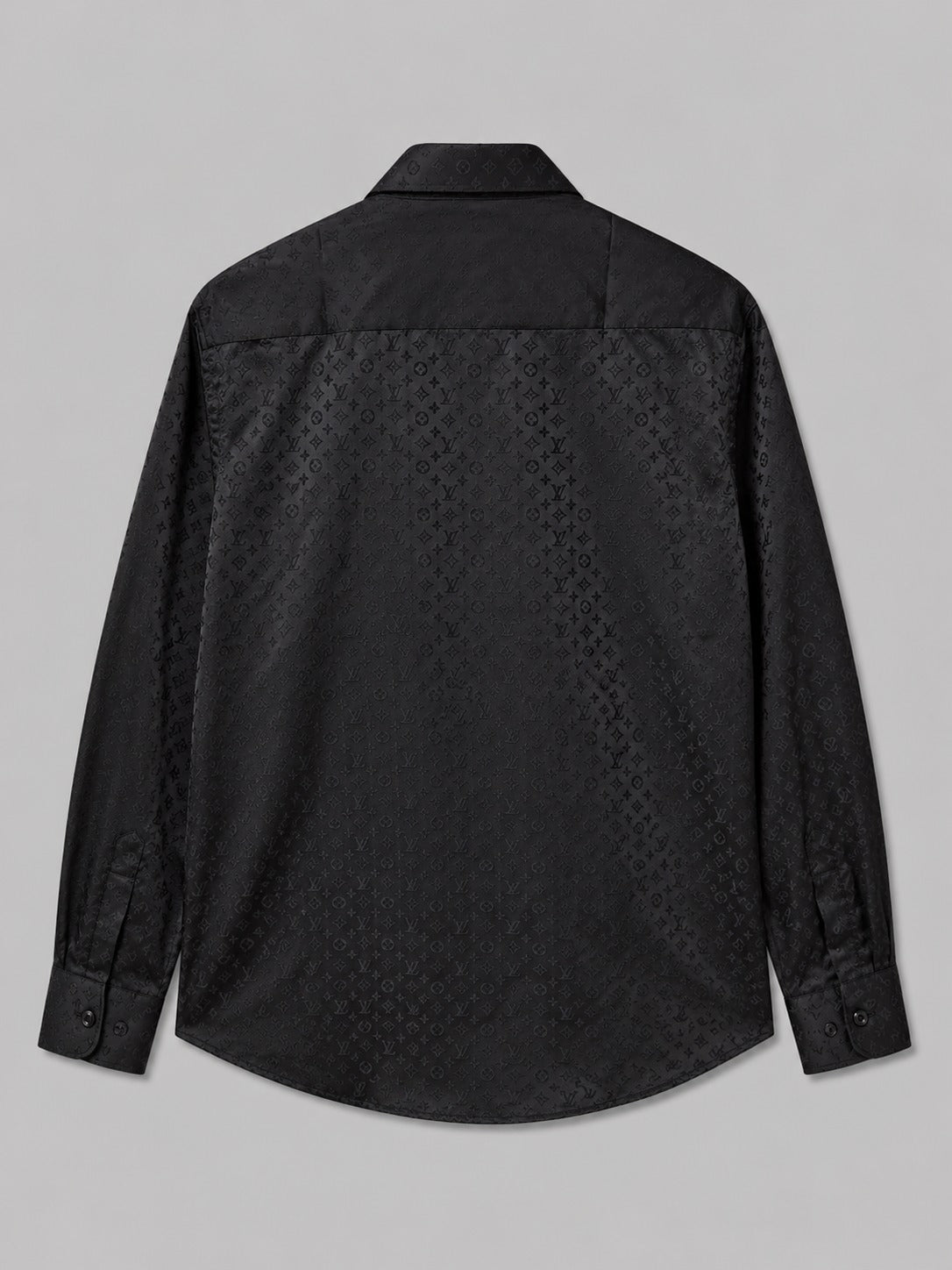 Cyan Damier-Infused Tailored Button-Down  Black  Shirt