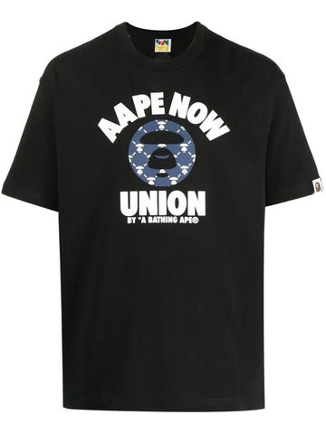 Union logo-print black cotton T-shirt