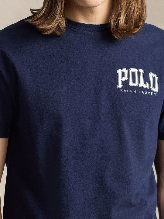 Men Typography Printed Round Neck Cotton Navy T-shirt