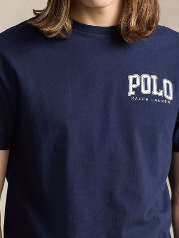 Men Typography Printed Round Neck Cotton Navy T-shirt