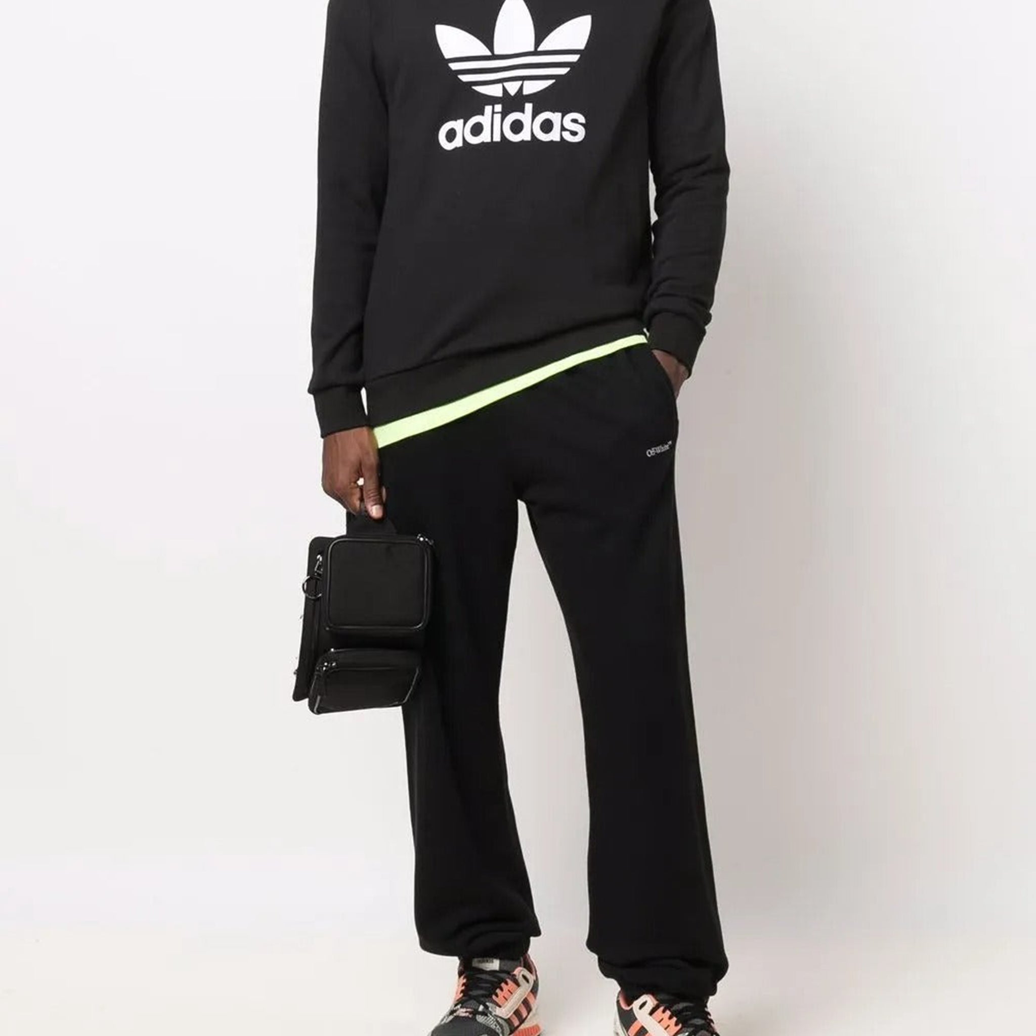 adidas Trefoil-print crew neck sweatshirt