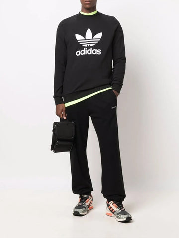adidas Trefoil-print crew neck sweatshirt