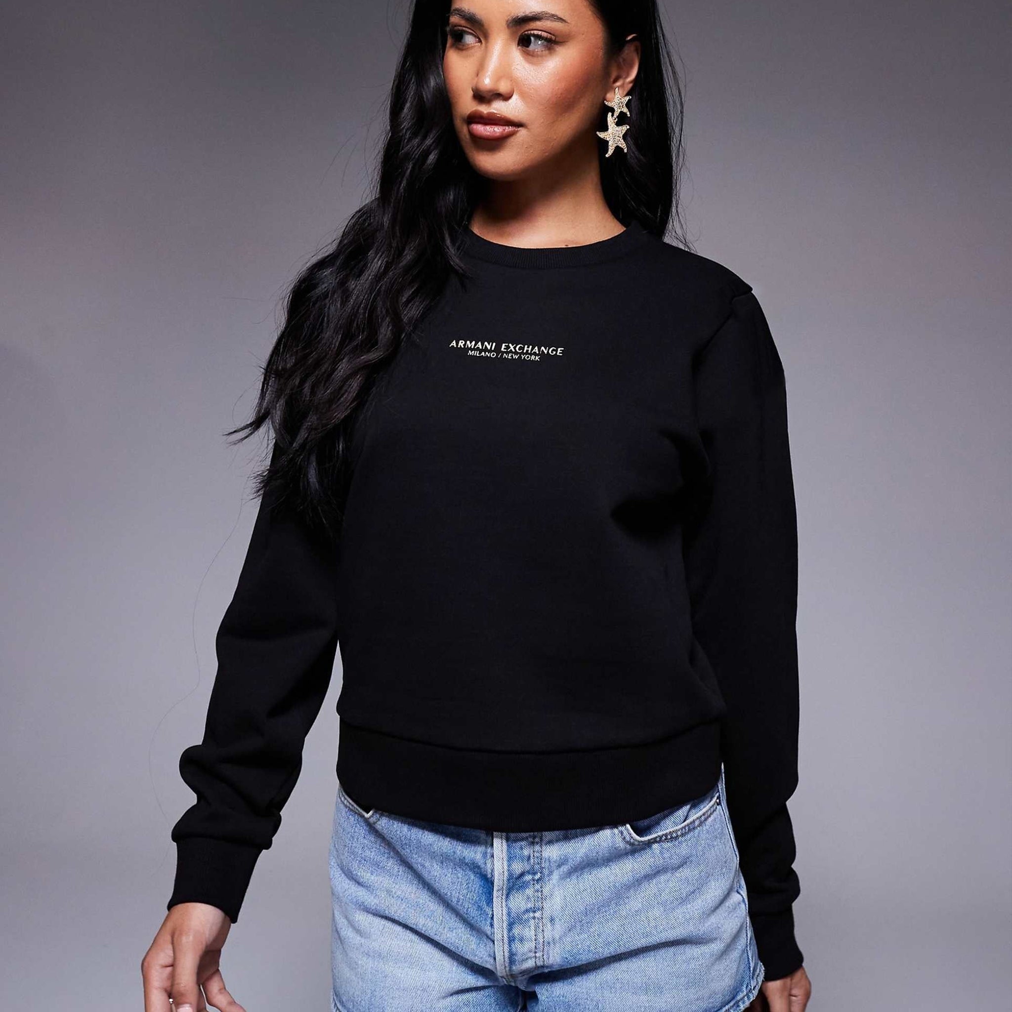 Armani Exchange central logo sweatshirt in black