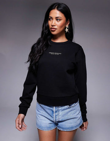 Armani Exchange central logo sweatshirt in black