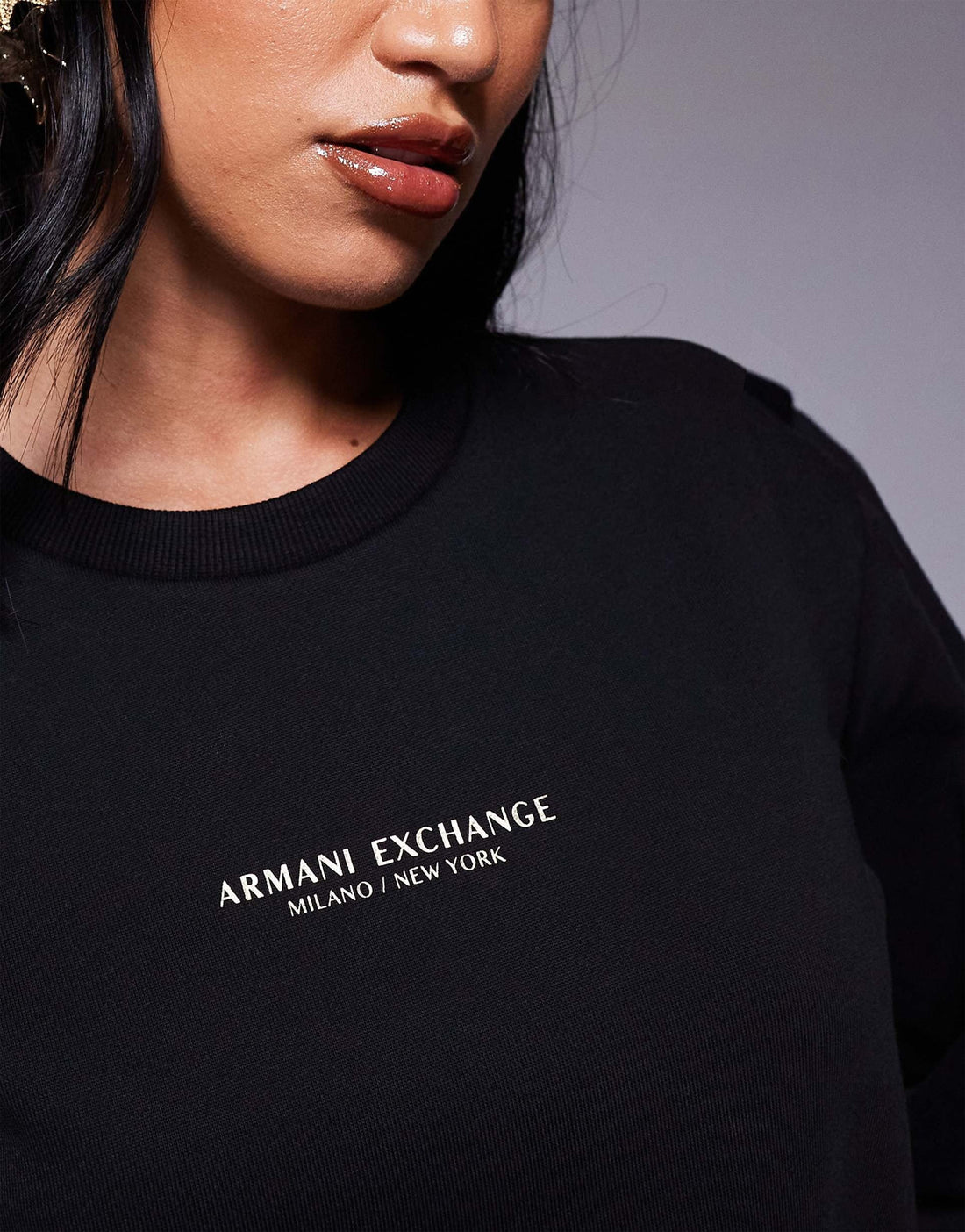 Armani Exchange central logo sweatshirt in black