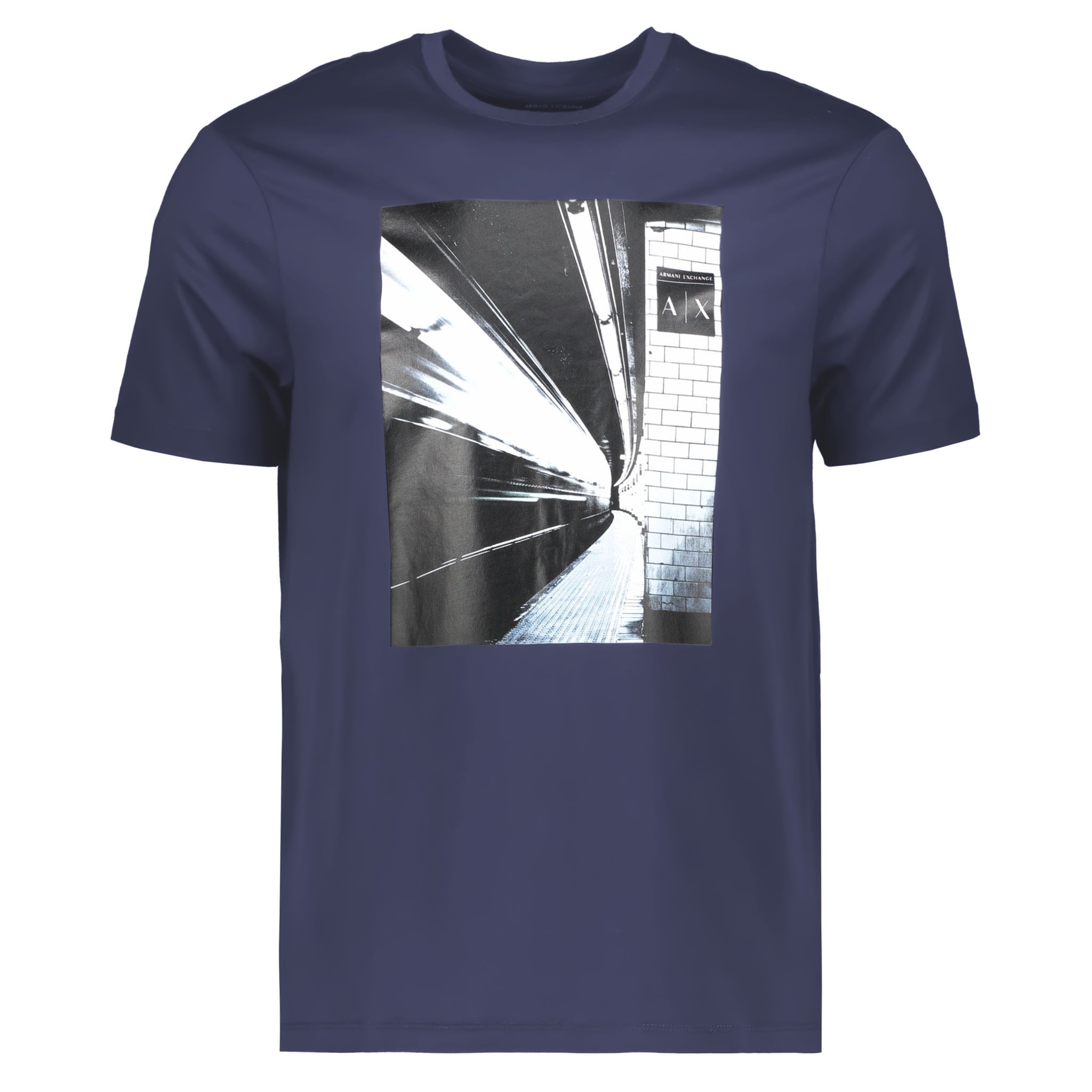 Graphic logo print on navy t-shirt