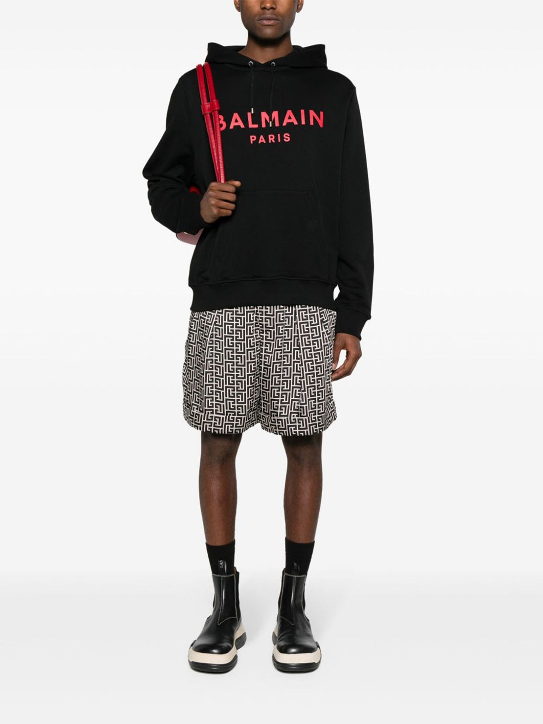 Balmain logo-print cotton hoodie