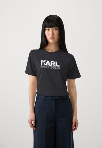 STACKED LOGO - Print T-shirt - black