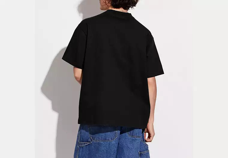 Strawberry Skater Black Oversized T Shirt In Pure Cotton