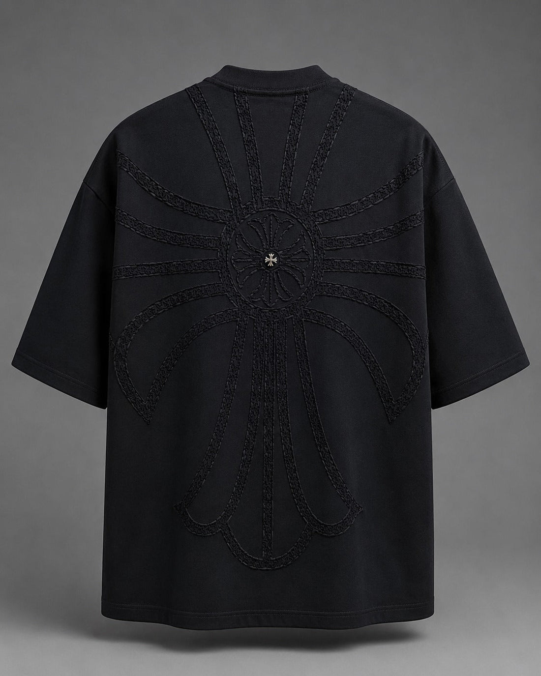 Cross-Embroidered Applique Tee