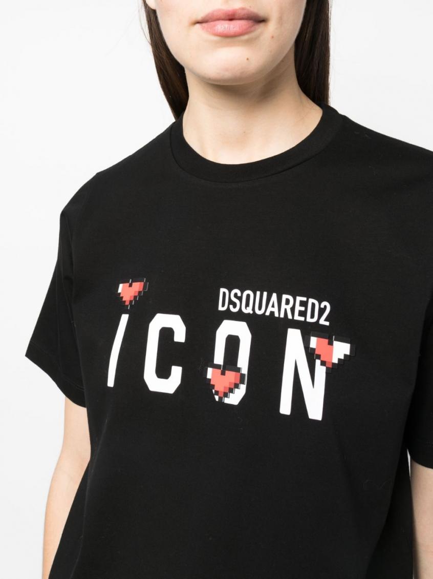 Black Icon Logo Print T-Shirt