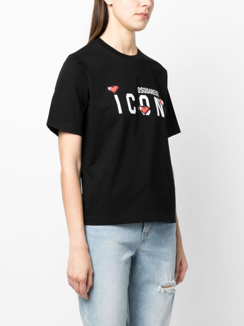Dsquared2 Black Icon Logo Print T-Shirt