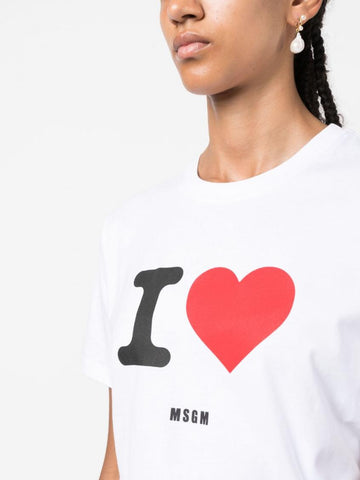 MSGM White Graphic Print T-shirt