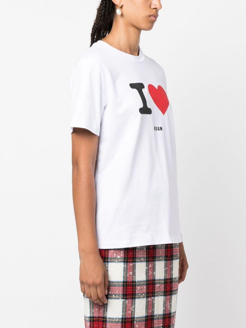 MSGM White Graphic Print T-shirt