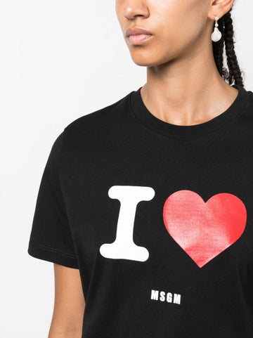 MSGM Black Graphic Print T-Shirt