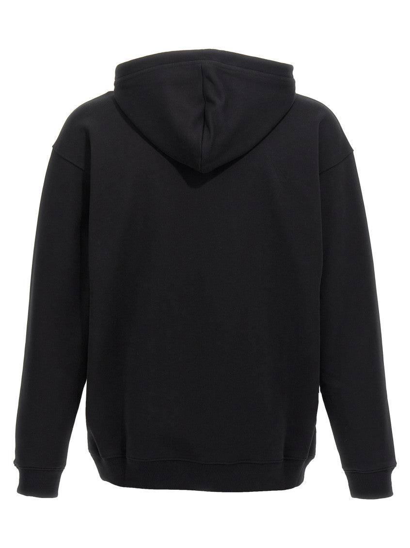 Black Logo Print Cotton Hoodie