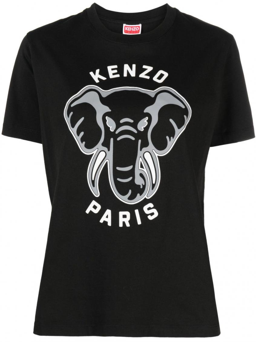 Varsity Jungle Logo Black Cotton T-shirt