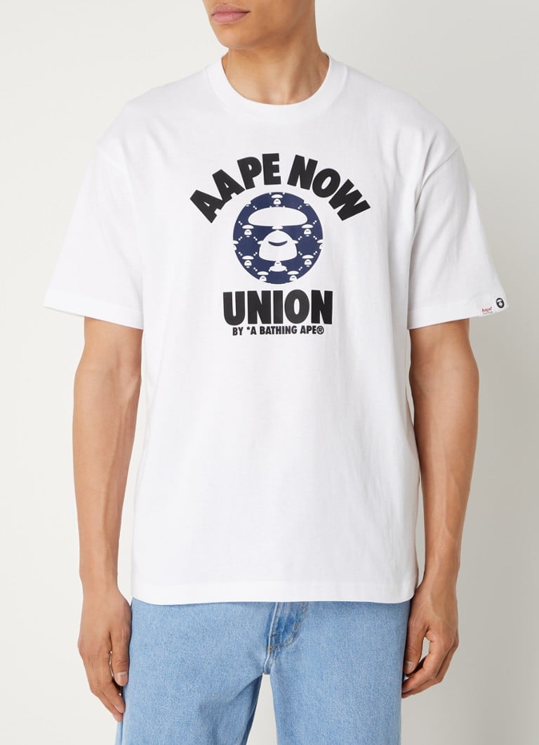 Crew neck white T-shirt with logo print