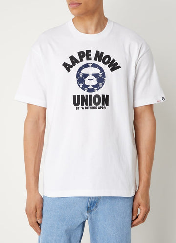 Crew neck white T-shirt with logo print