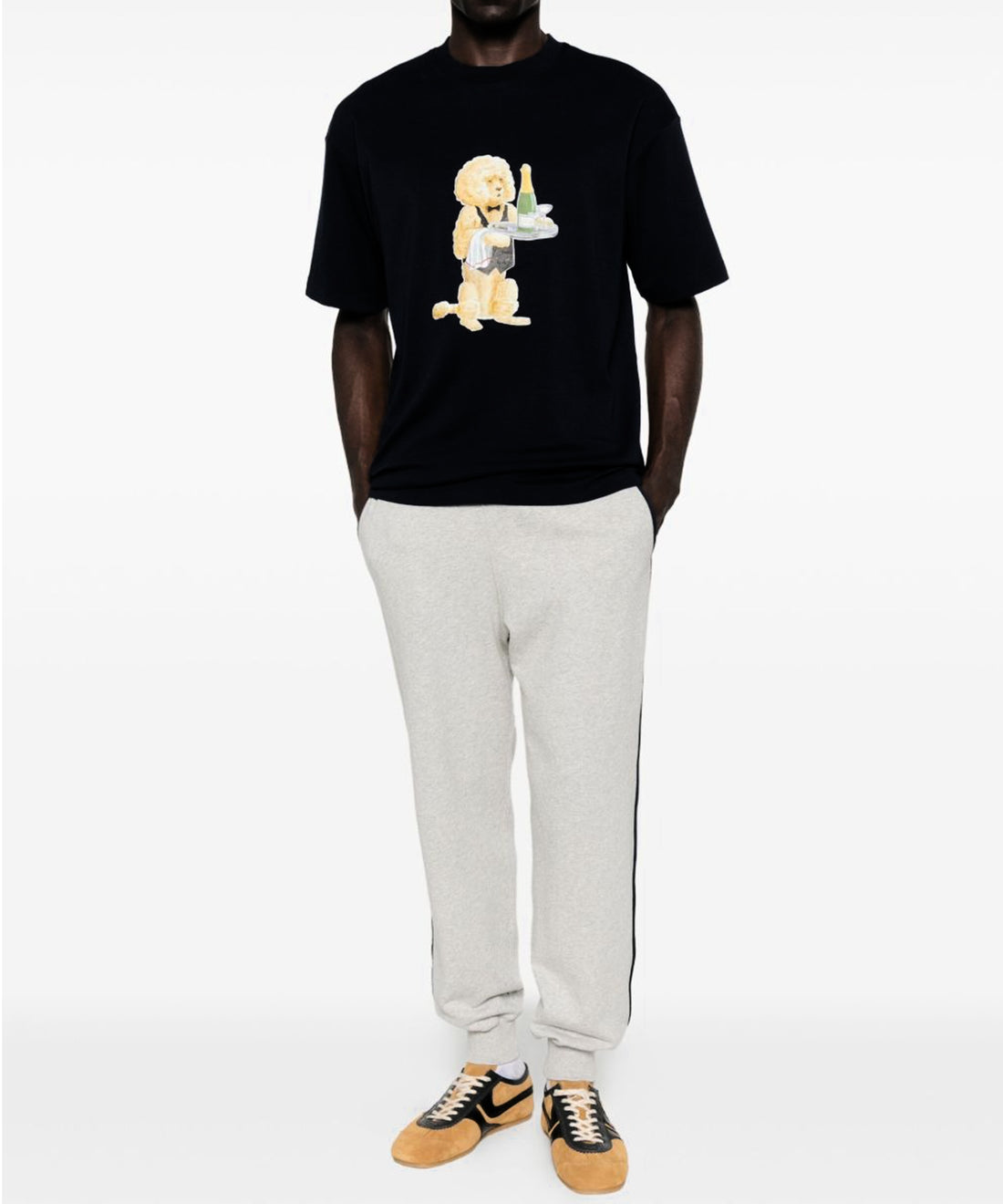 New Season  Drôle De Monsieur poodle-print black T-shirt