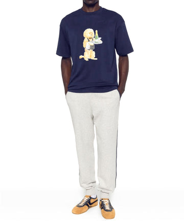 New Season  Drôle De Monsieur poodle-print navy blue T-shirt