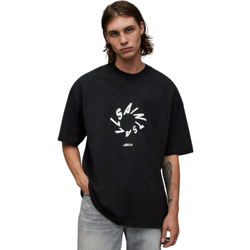 Halo Oversized Logo Crew Neck T-Shirt Black