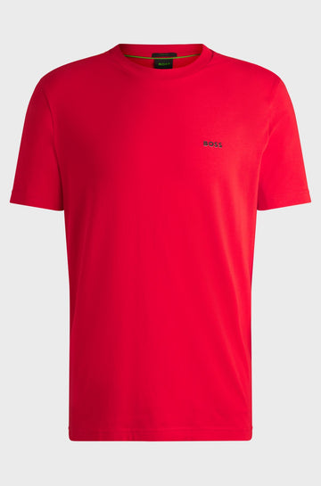 Brand cotton red regular-fit T-shirt with contrast logo