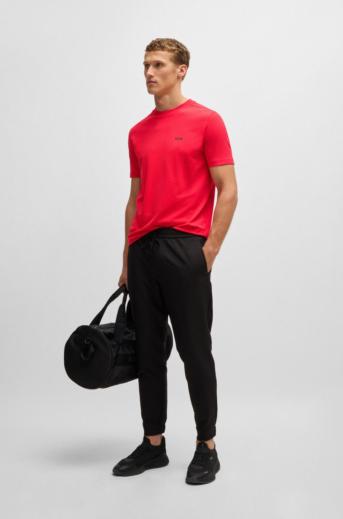 Brand cotton red regular-fit T-shirt with contrast logo