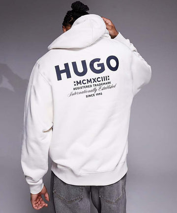 Hugo Blue Nazardo hoodie in White