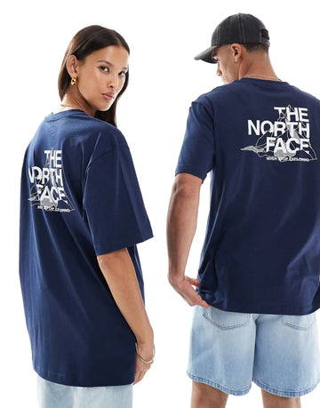 Mountain Sketch backprint regular t-shirt in navy