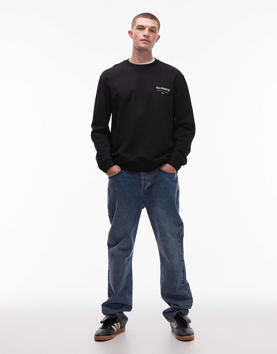 Allsaints Underground crew sweatshirt in black
