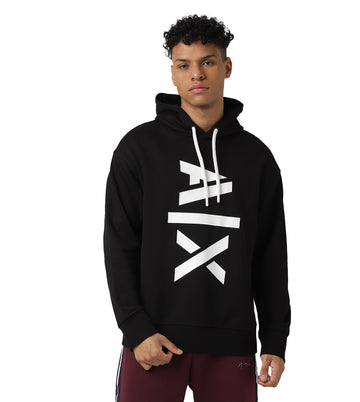 Hooded Sweatshirt With Shiny Logo Print