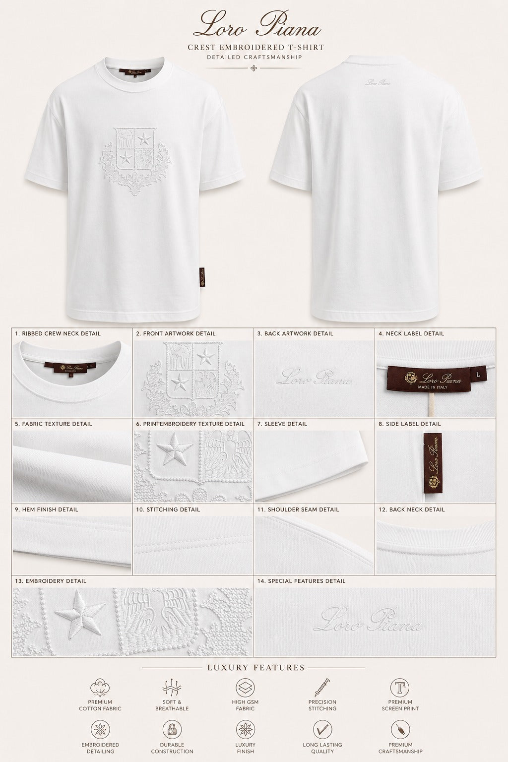 Chalk White Emblem Shield Tee