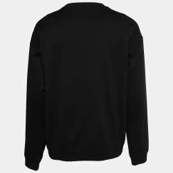 Versace Black Logo Printed Cotton Knit Regular Fit Sweatshirt