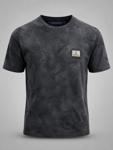 Obsidian-Wash Monogram Statement Tee