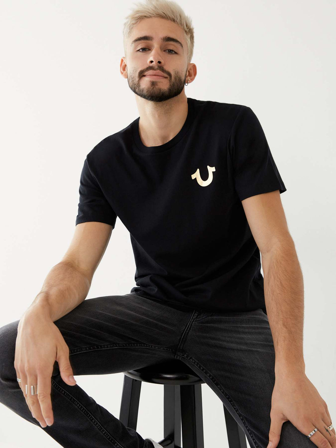 SOLID GOLD BUDDHA BLACK TEE