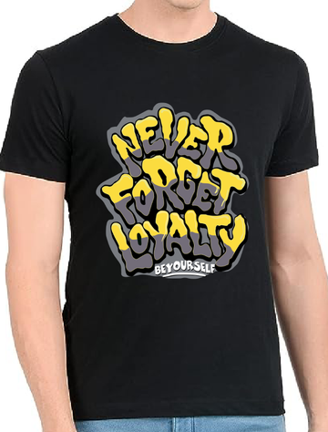 Men's Cotton Regular Never Forget Loyelty Printed Graphic Tshirts