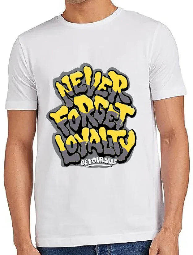Men's Cotton Regular Never Forget Loyelty Printed Graphic Tshirts