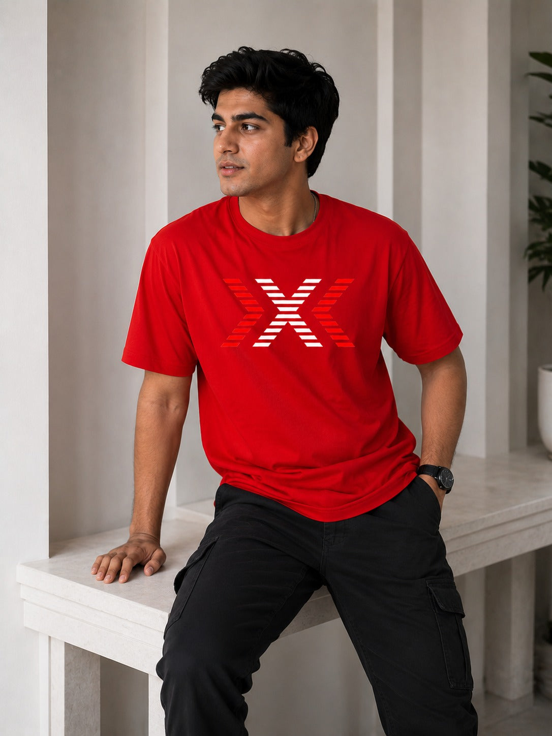 "Chevron Cross" Red Men's Tee