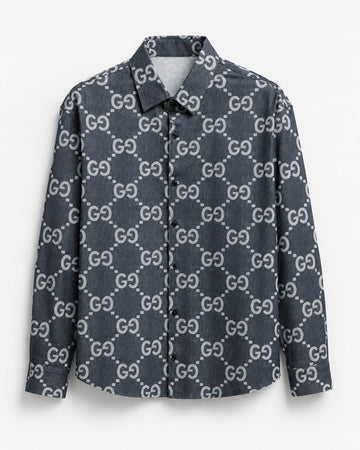 Signature GG Shadow Denim Button-Down Shirt